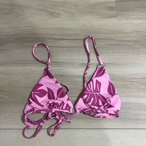 pink leaf print xs shein bikini top